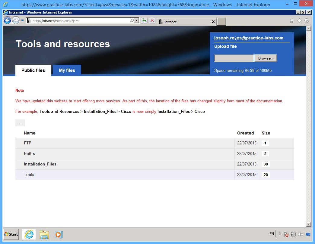 Practice Labs screenshot.